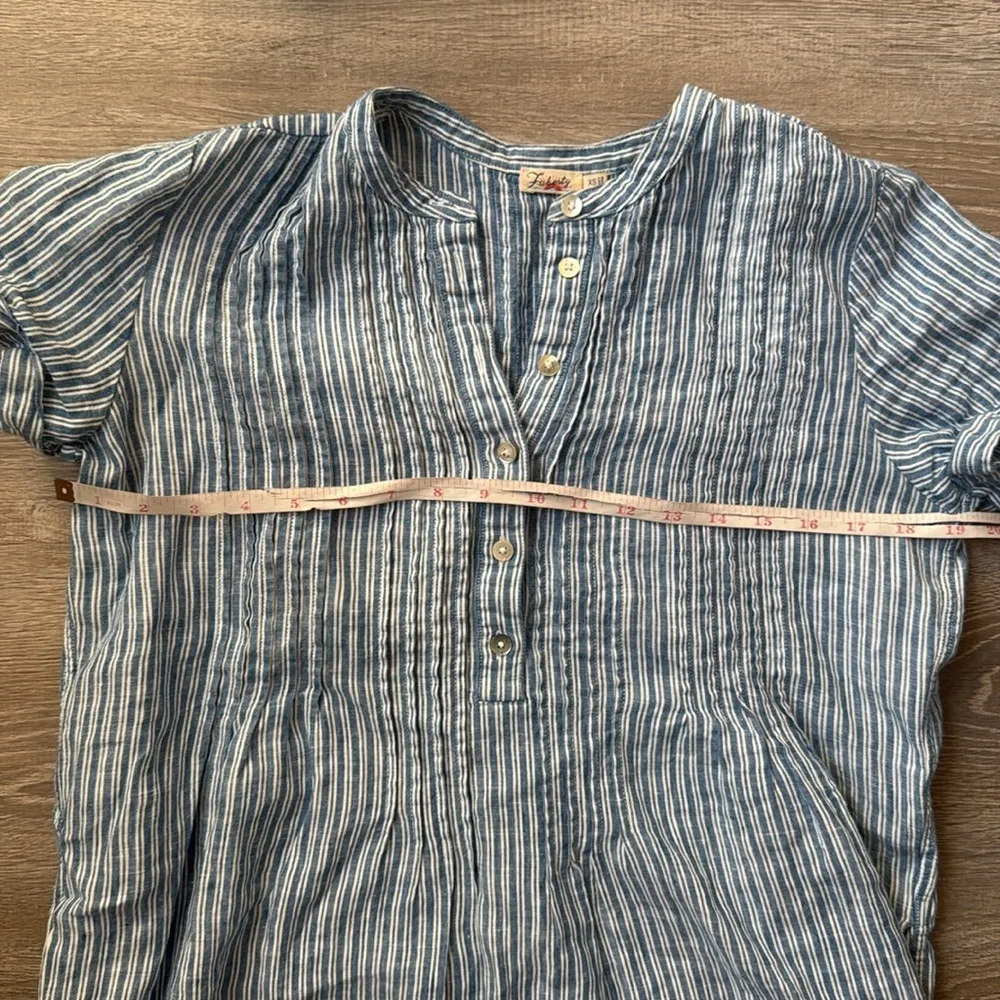 Faherty Gemina Blue Striped Linen Mini Dress XS - Image 10