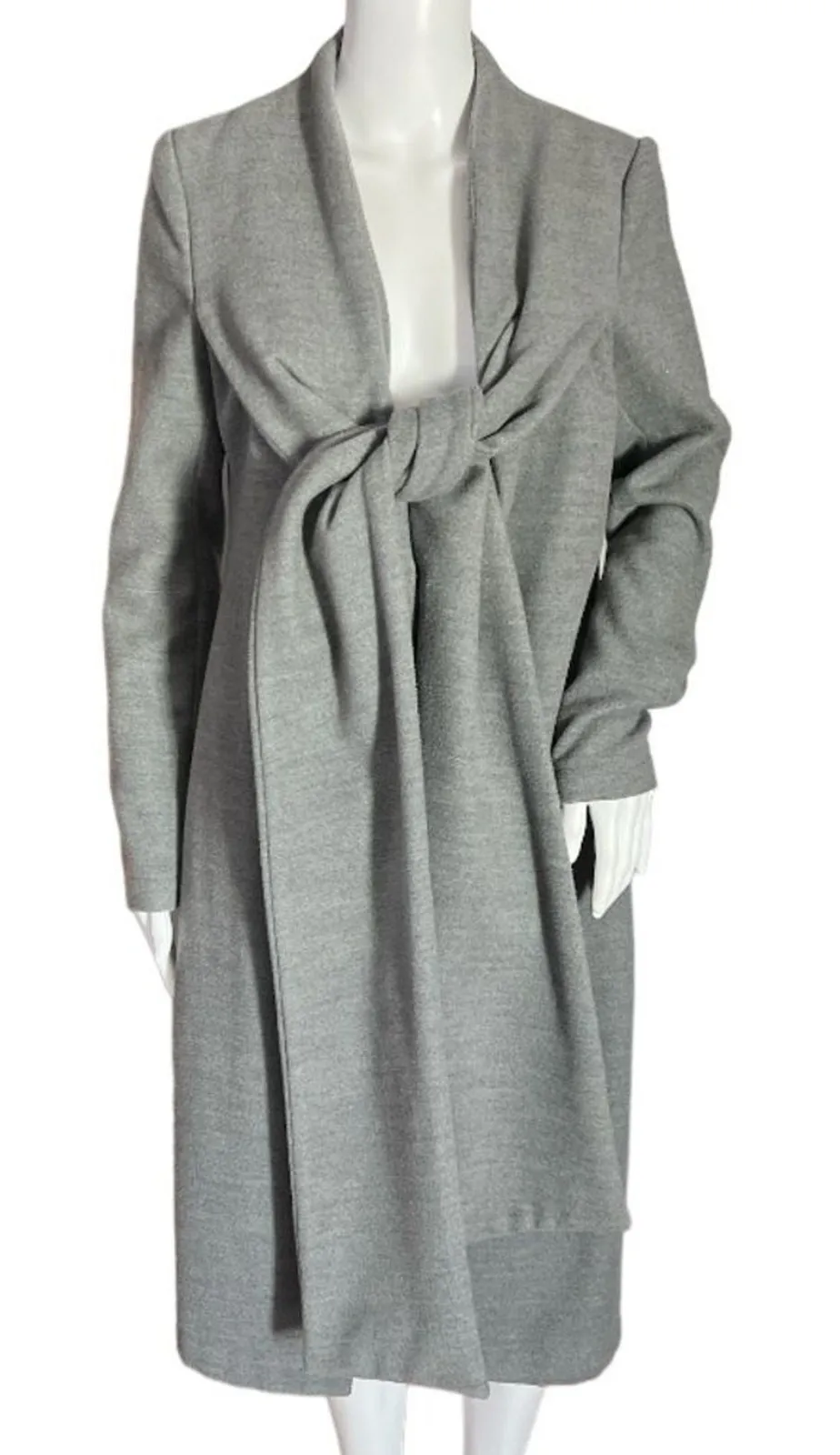 Lavish Alice Gray Tie Front Knot Wrap Coat US 4 UK 8 Belted Minimalist Chic - Image 1
