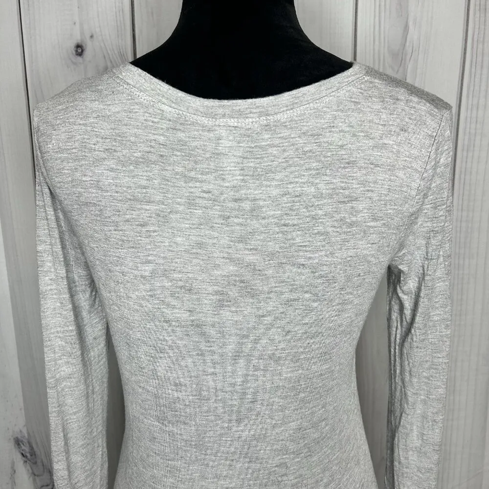 Z Supply Women Gray Long Sleeve V-Neck T-Shirt Size XS Rayon Stretch - Image 8