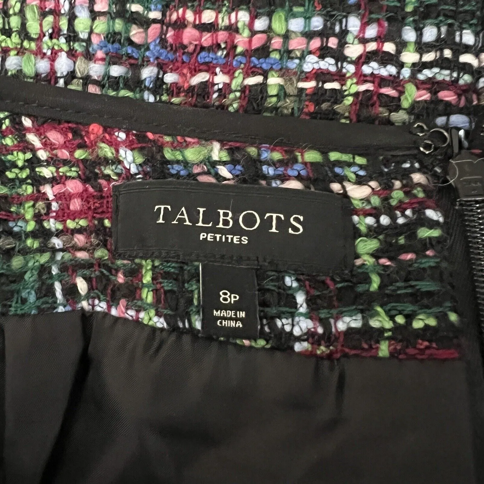 Talbots Skirt Womens 8 Petite‎ Black Green Pencil Skirt Straight Preppy Colorful - Image 6