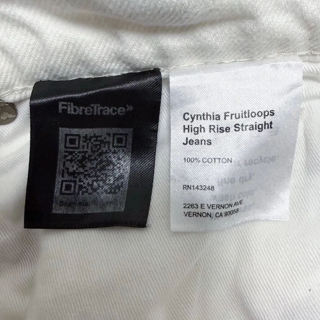 Reformation Off White Cynthia Fruitloops Embroidered Fruit Straight Leg Jeans 26 - Image 8