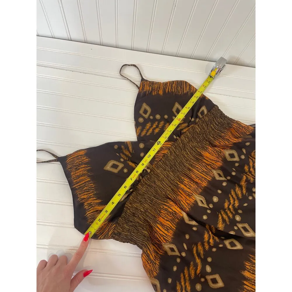 She’s is Cool Women’s V-Neck Maxi Dress Brown & Yellow Print Sleeveless Size 2XL - Image 5