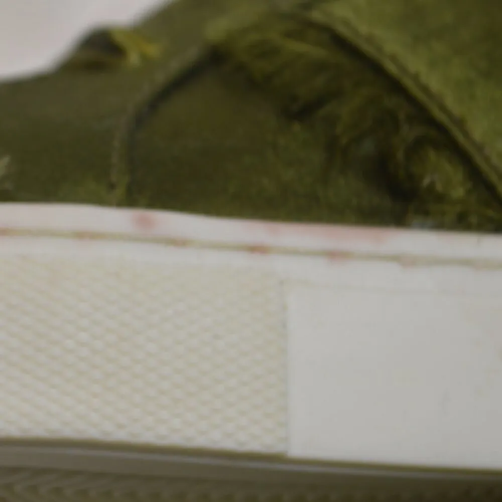 Free People Naples Satin Khaki Sneakers Open Back Distressed - Image 7