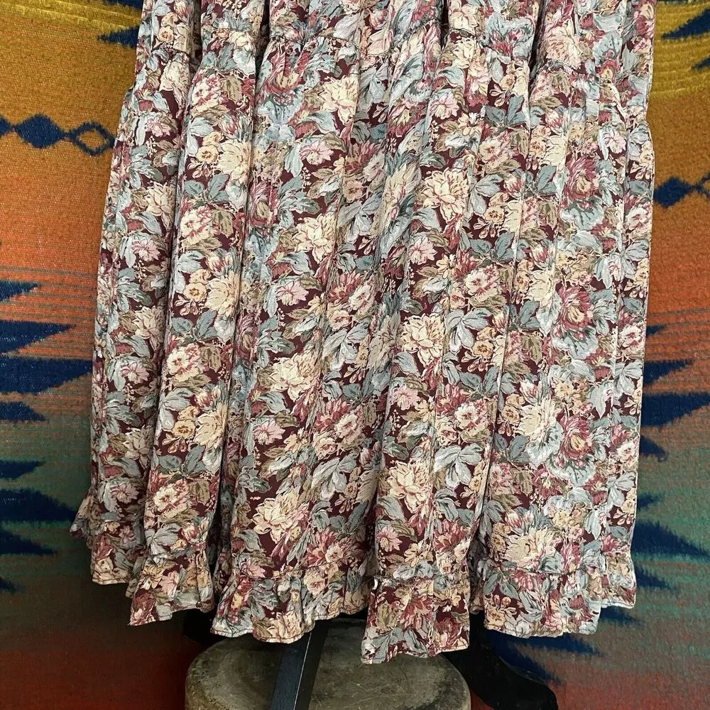 Vintage Neo Nostalgia Rayon Maxi Floral Skirt. Lined. Elastic Waist. Size Small. Multiple - Image 5
