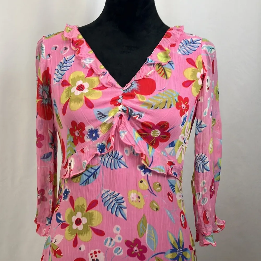 A.B.S by Allen Schwartz pink ditzy floral print mid length dress womans size 6 - Image 2