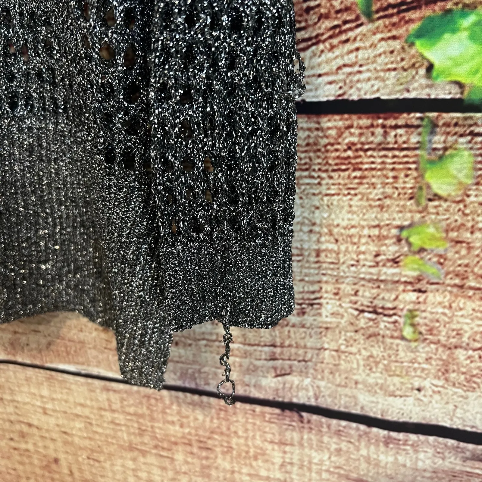 NWT $128 Karen Kane Crochet Knit Sweater Small Glitter Shimmer Shiny New Years - Image 7