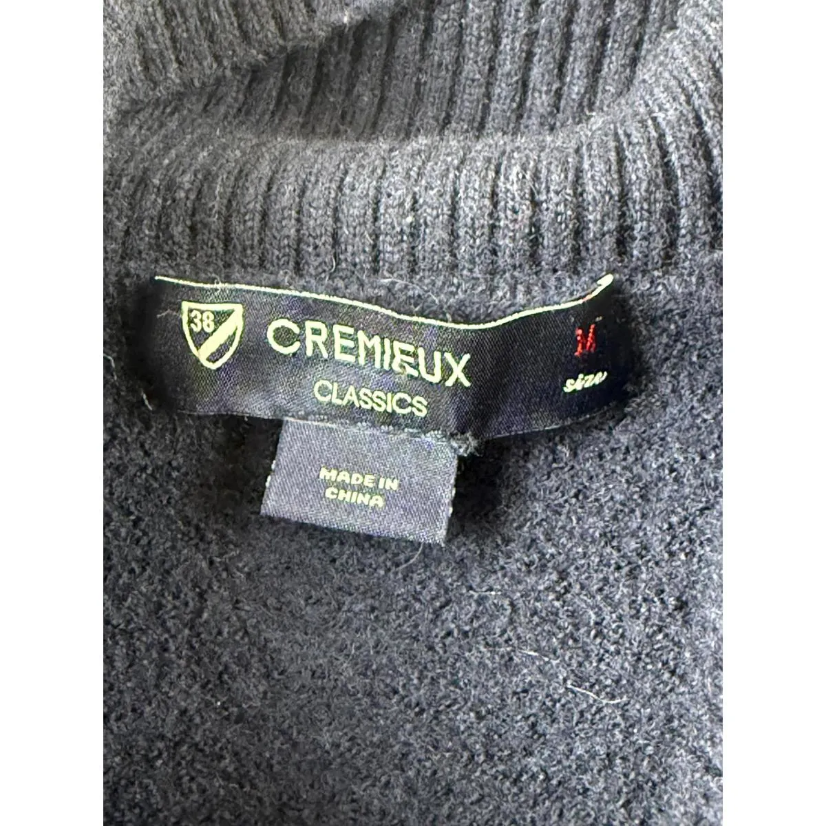Cremieux Classics Wool Navy Blue Cable Knit Turtleneck Sweater - Size - Medium - Image 5