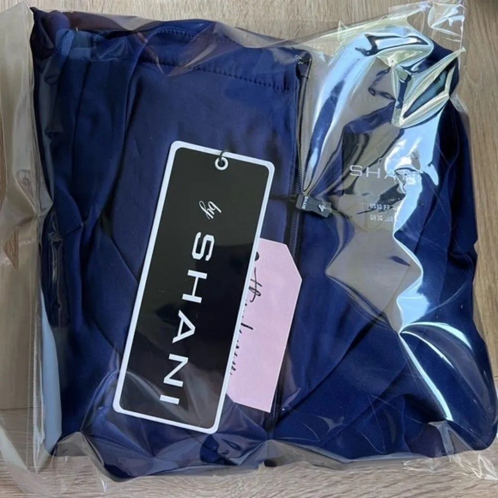 SHANI women’s dress Ruffle Georgette Fit and Flare maxi luxury navy blue size 10 - Image 7