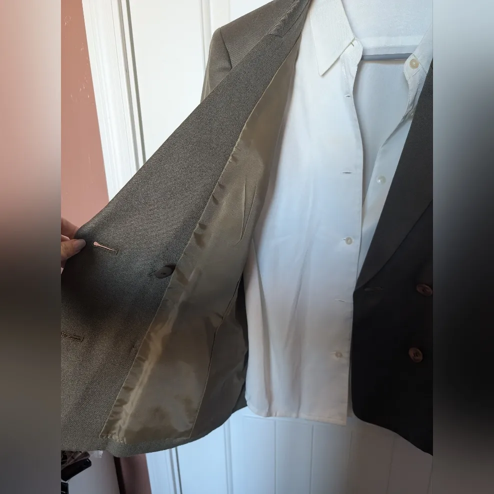 VTG Love Rich Japanese Women's Wool Suit Set Olive Green/White Women's Small/6 Green - Image 3