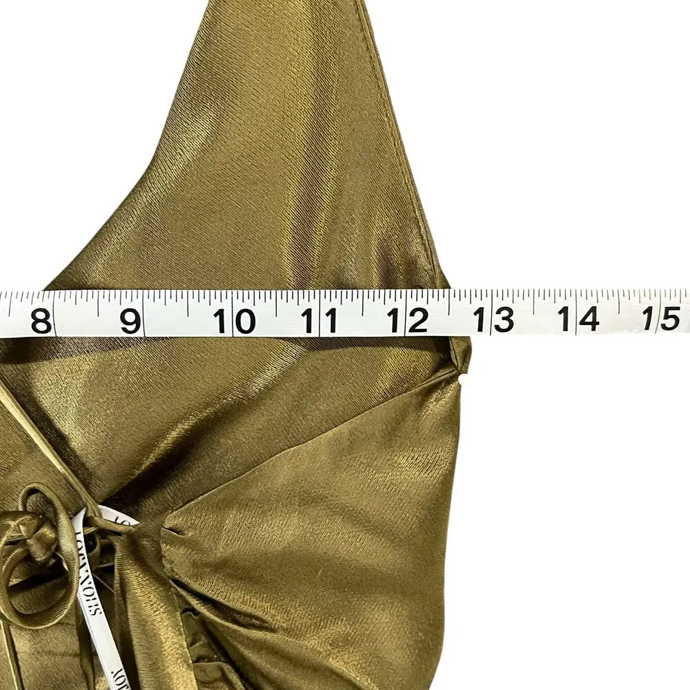 Shona Joy Revolve Alma Mini Dress 10 Cumin Asymmetrical Bias Cowl Neck Nightout - Image 9