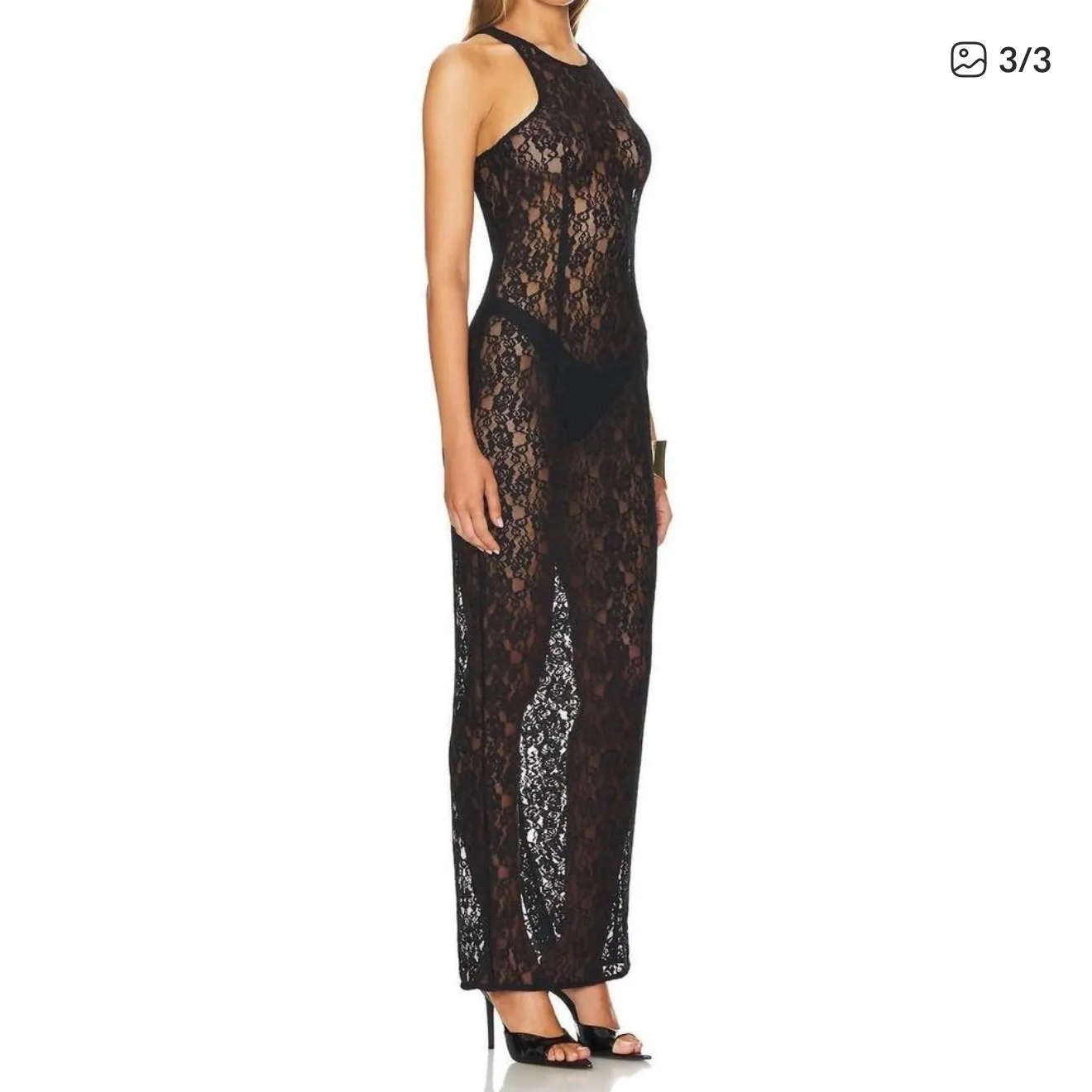 Miscreants London Tanya Black Sheer Lace Maxi Dress NWT UK 8 US 4 - Image 3