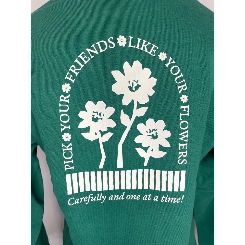 Outdoor Voices Women's Size XXS Picking Flowers Cropped Sweatshirt Green NWT - Image 3