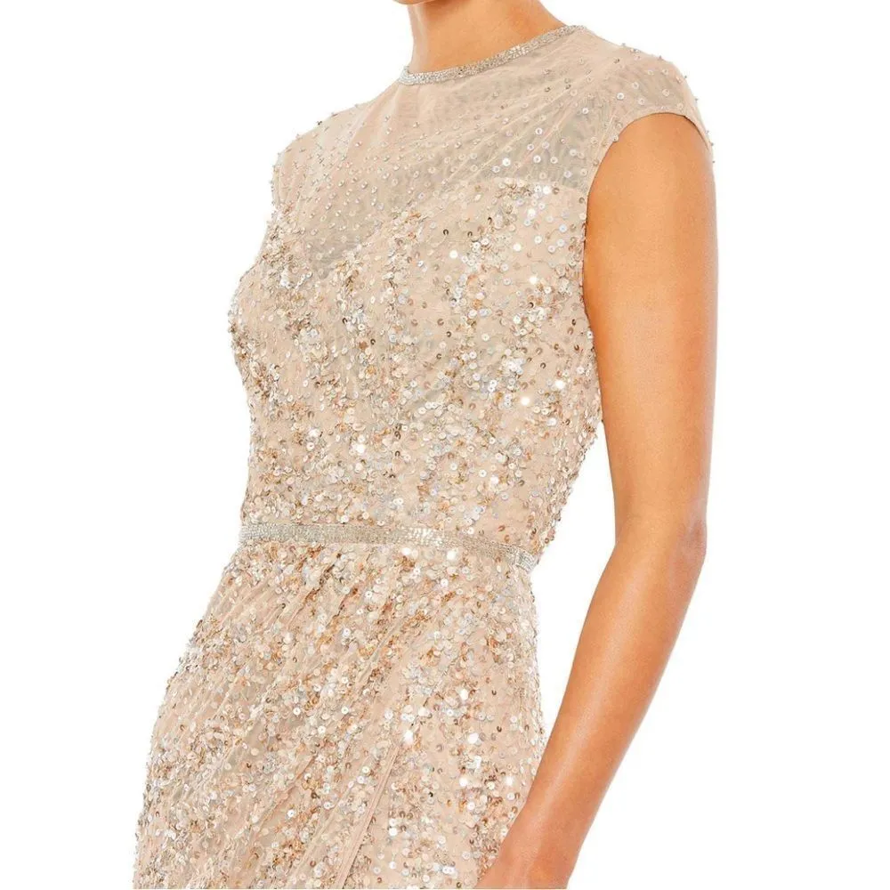 Mac Duggal 5619 Womens EMBELLISHED ILLUSION HIGH NECK CAP SLEEVE GOWN - Image 5