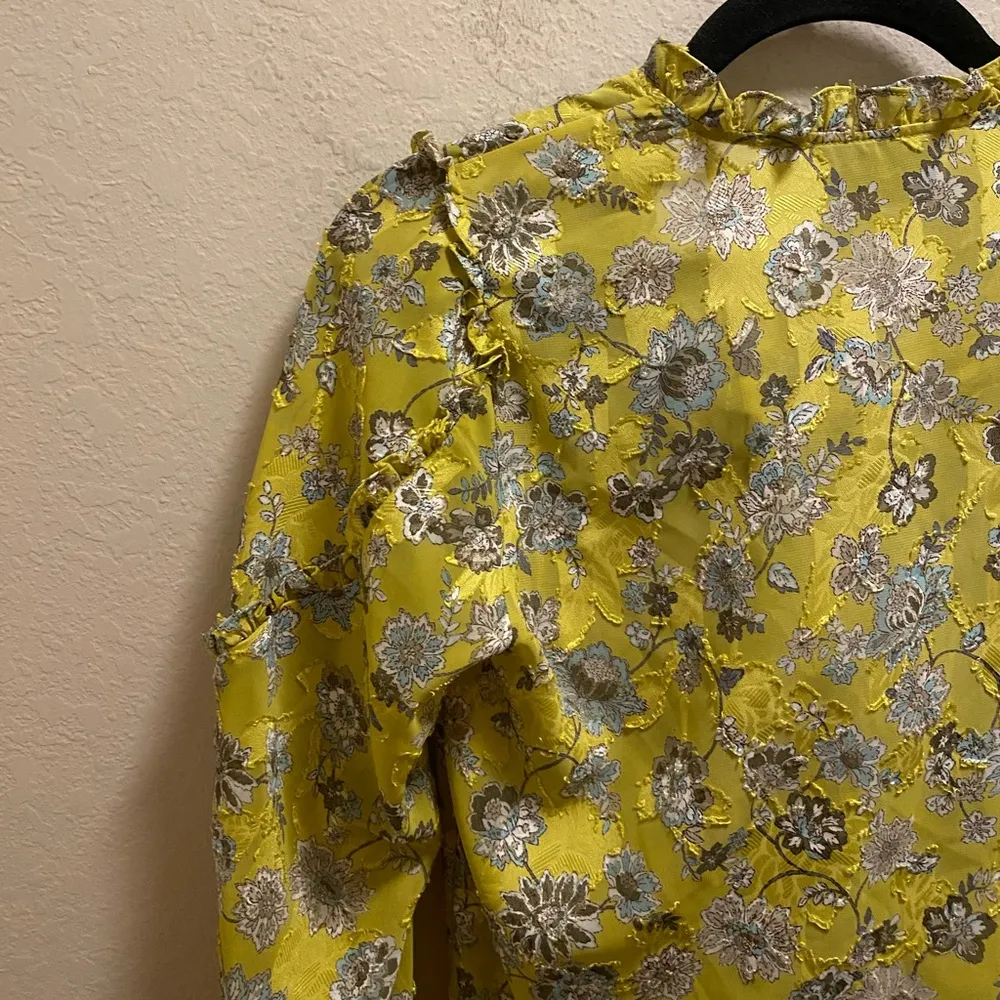 Alexis Odilo Citron Floral Wrap Ruffle Trim Blouse Size XS New With Tag - Image 11