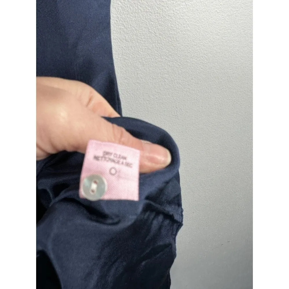 Calypso St Barth Womens Top Size XS Navy Blue Short Sleeve Ruched Silk Shirt - Image 12