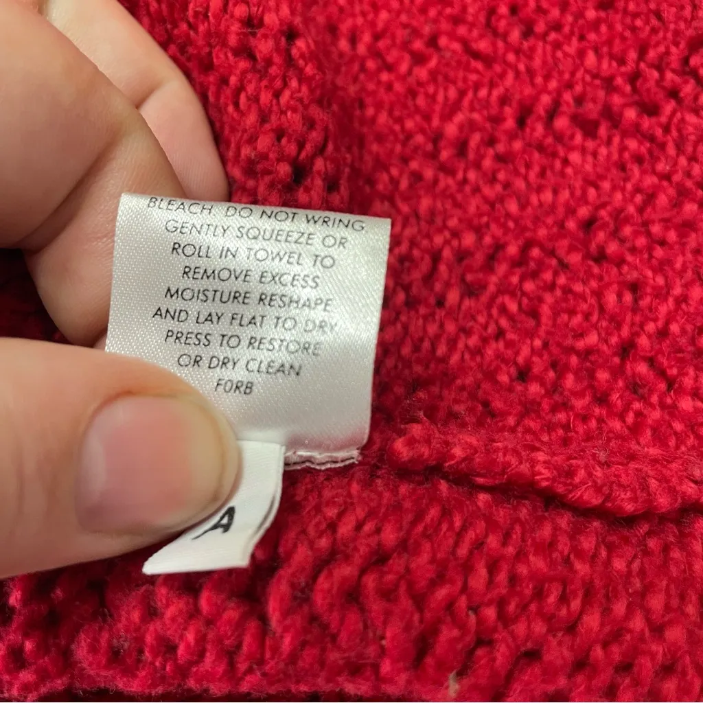 Vintage Eileen Fisher Turtleneck Sweater Red‎ Organic Cotton Women’s Size XS - Image 11