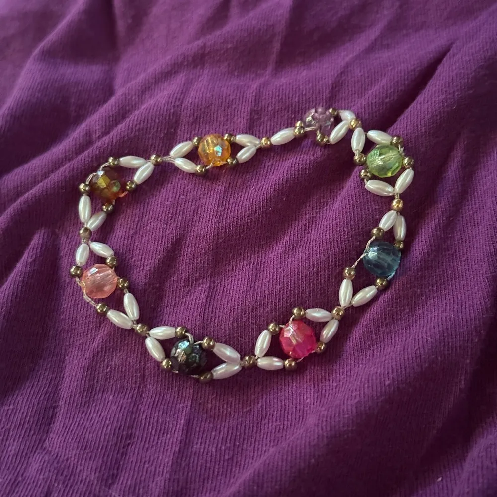 Multicolor Beaded Bracelet with Gold Accents Pink - Image 3