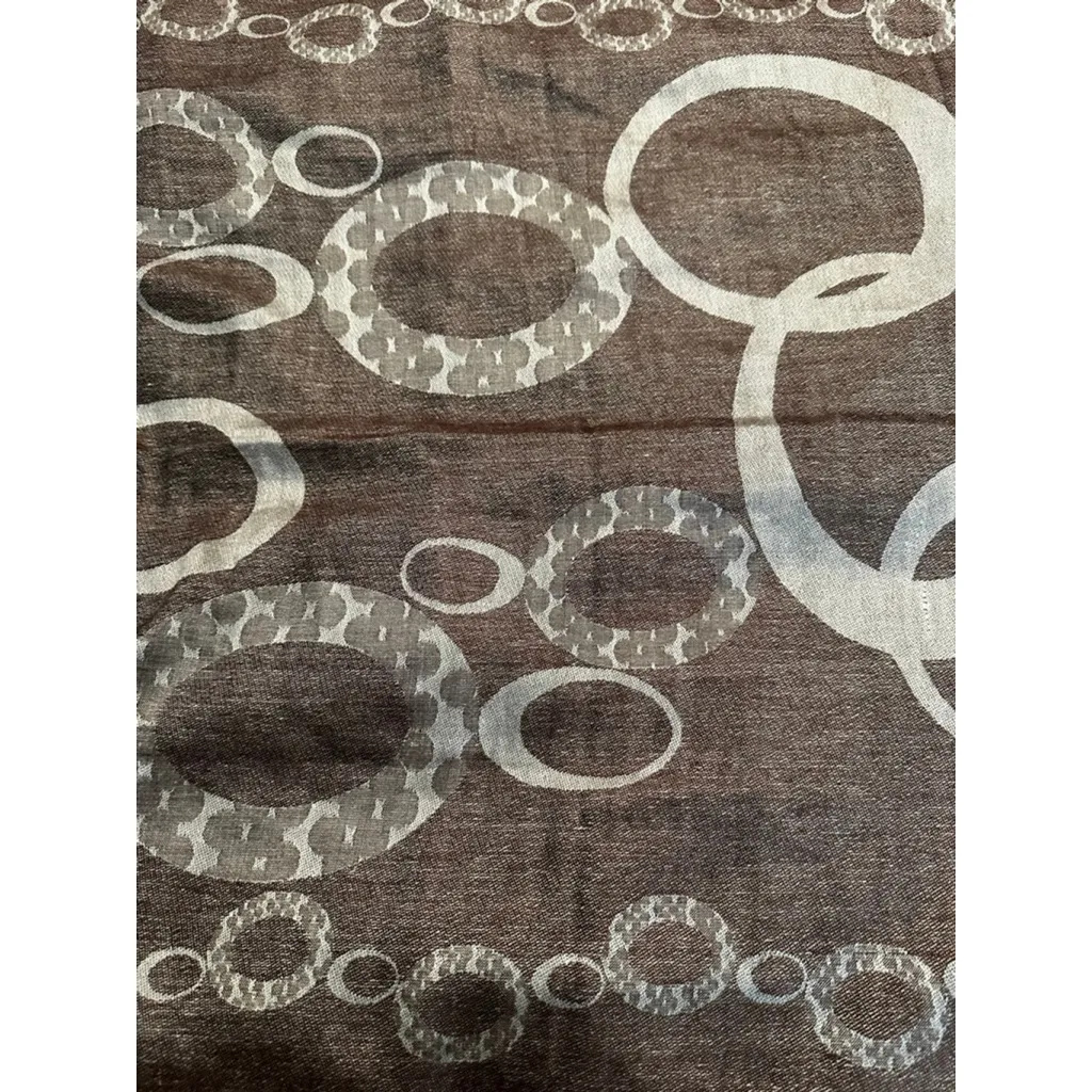 Women's Pashmina One Size Brown Silver Circle Pattern Scarf & Wrap - Image 2