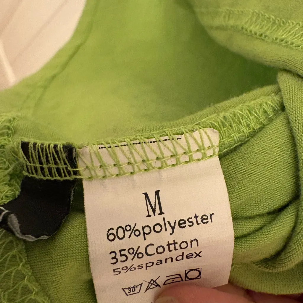 Chartreuse Green Soft Knit Polo Shirt Minimalist Casual Preppy Chic Medium - Image 3