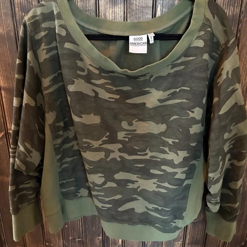 Good American Camo Crop  Sweatshirt XL - Image 2