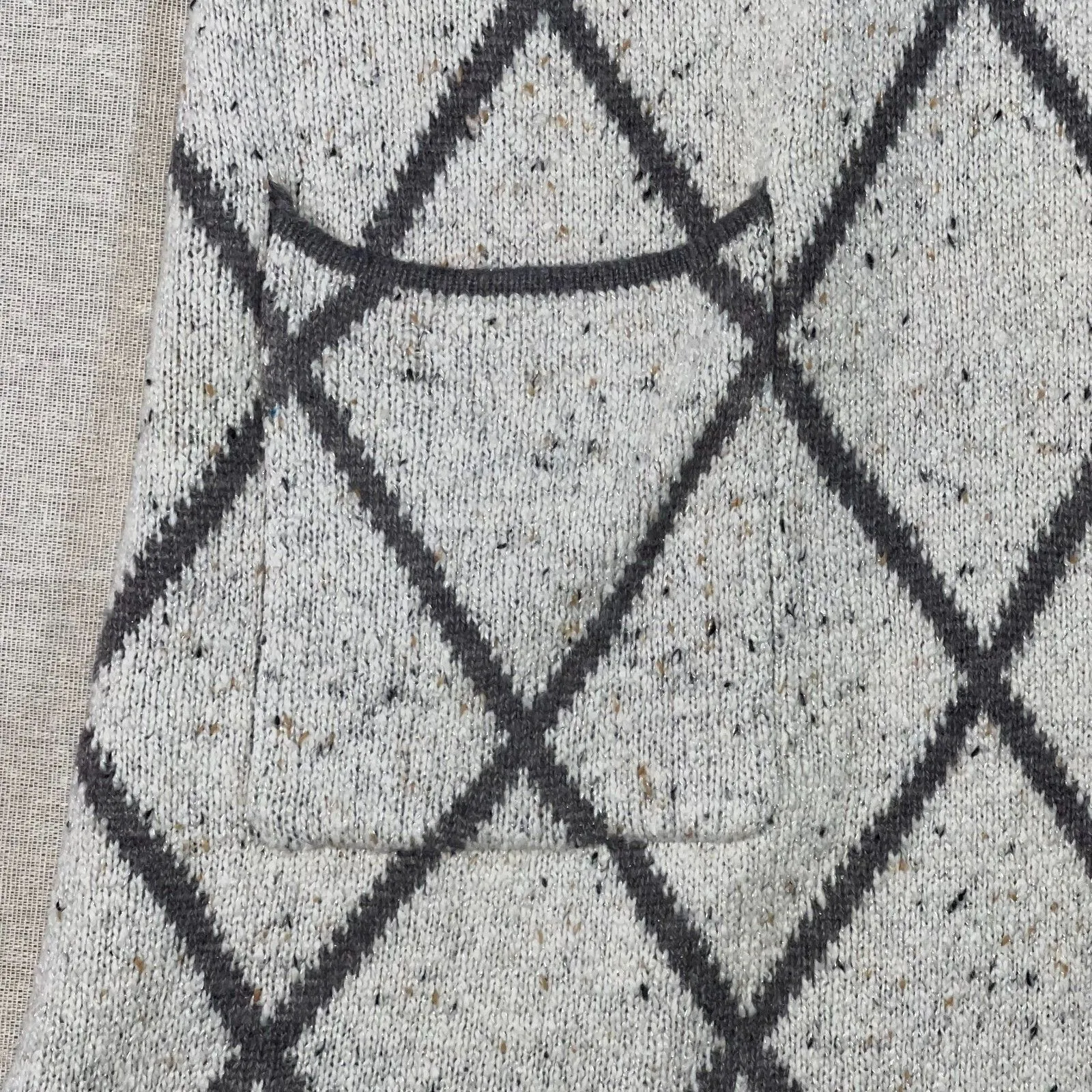 Apt. 9 | Long White Lattice Patterned Longline Cardigan | Medium - Image 5