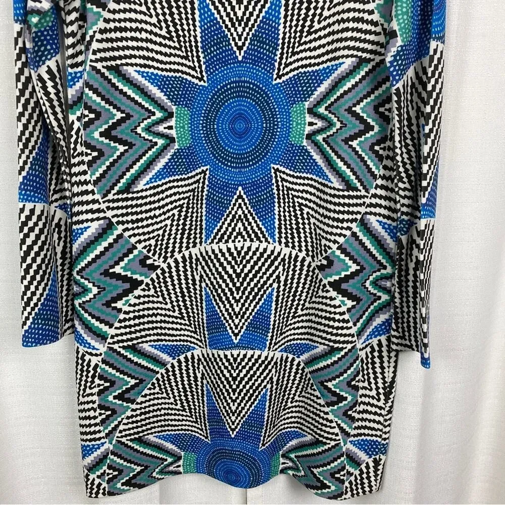 Mara Hoffman Black&Blue Geometric Star Long Sleeve Shift Dress Sz.S - Image 6