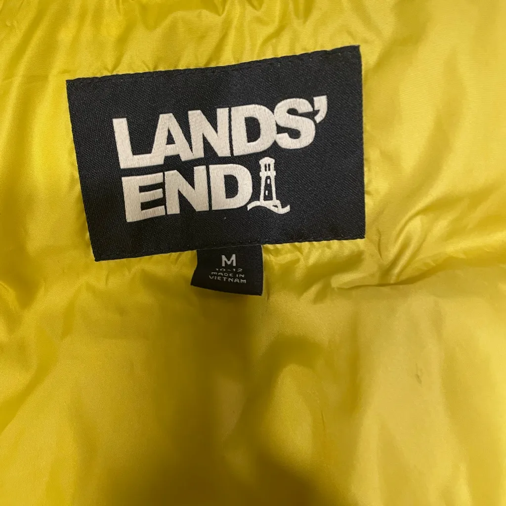 Lands End Women’s Yellow Vest 80%Down 20%Feather filled Lining. Sz M Full zip up Size M - Image 5
