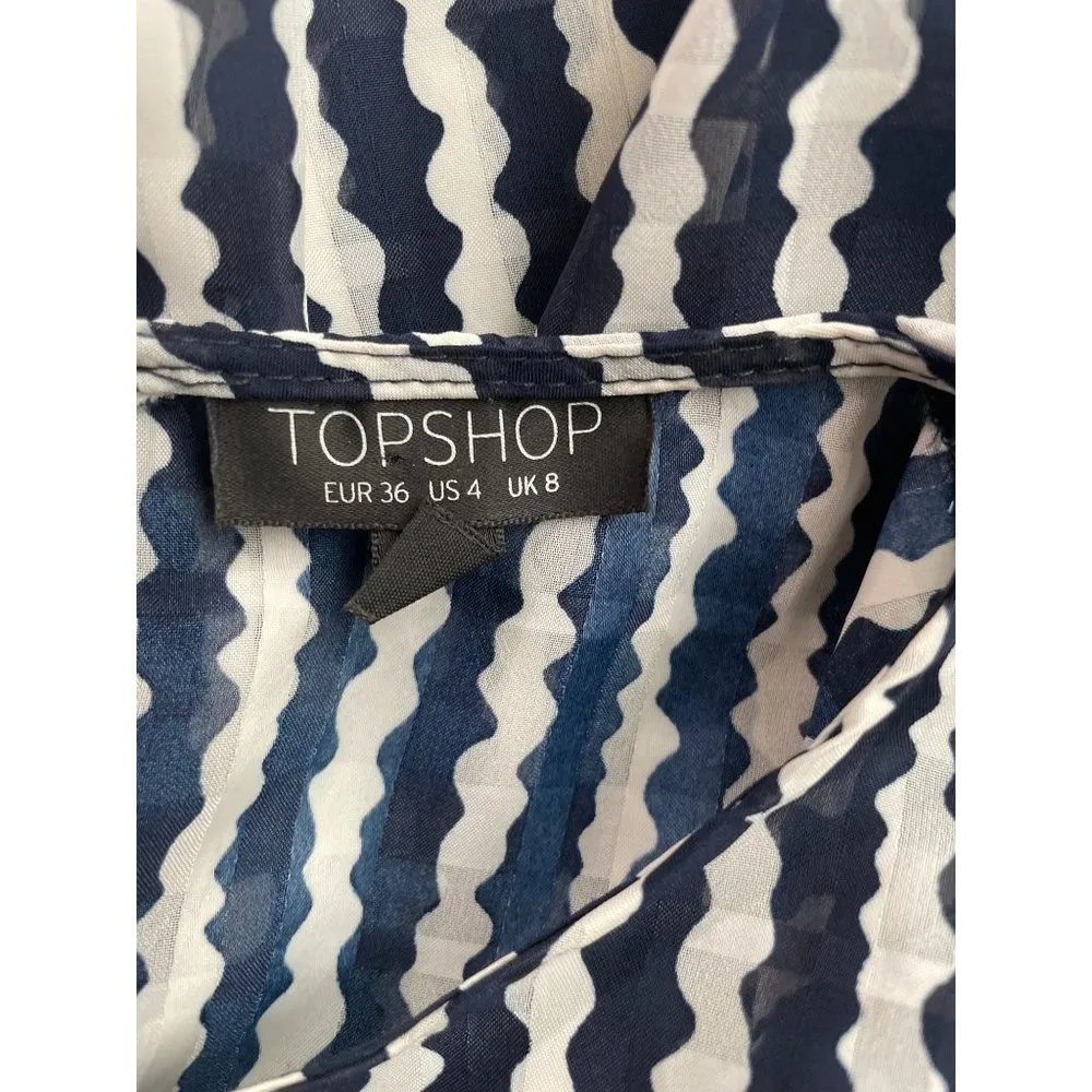 TopShop 4 Cold Shoulder Navy Striped Cold Shoulder Blouse - Image 4