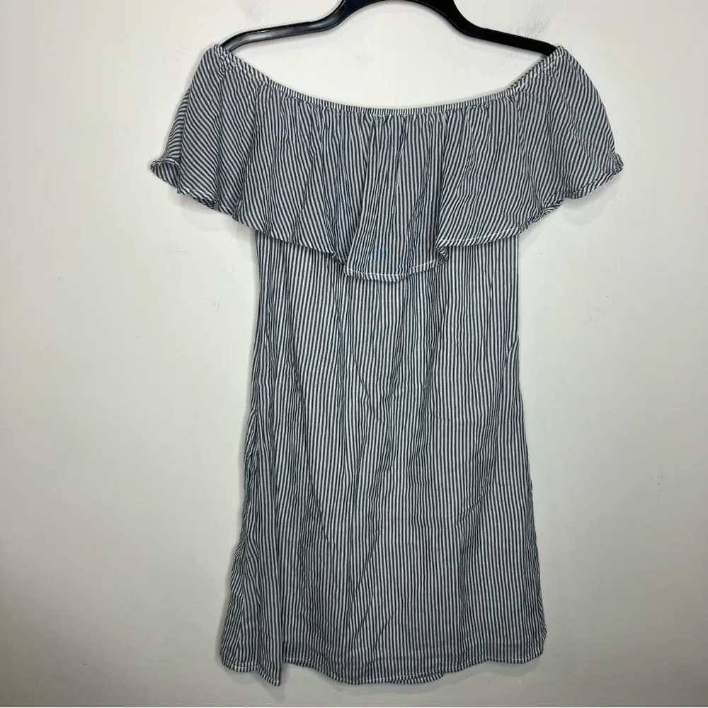 Allison‎ Joy 100% cotton off the shoulder dress women’s size medium blue & white - Image 6