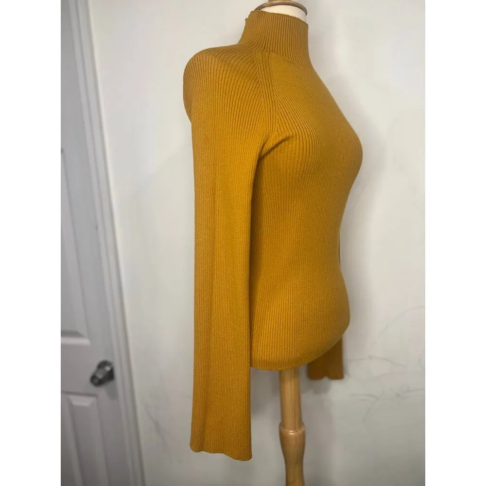 Banana Republic Women’s Flare Sleeve Sweater Mustard  Viscose Rayon Small - Image 5