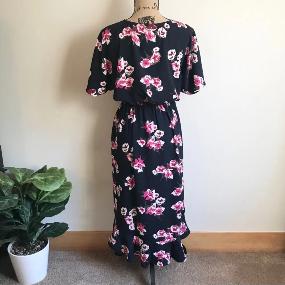 J. Crew Faux Wrap Floral Maxii Dress Pink M Blue Size M - Image 6