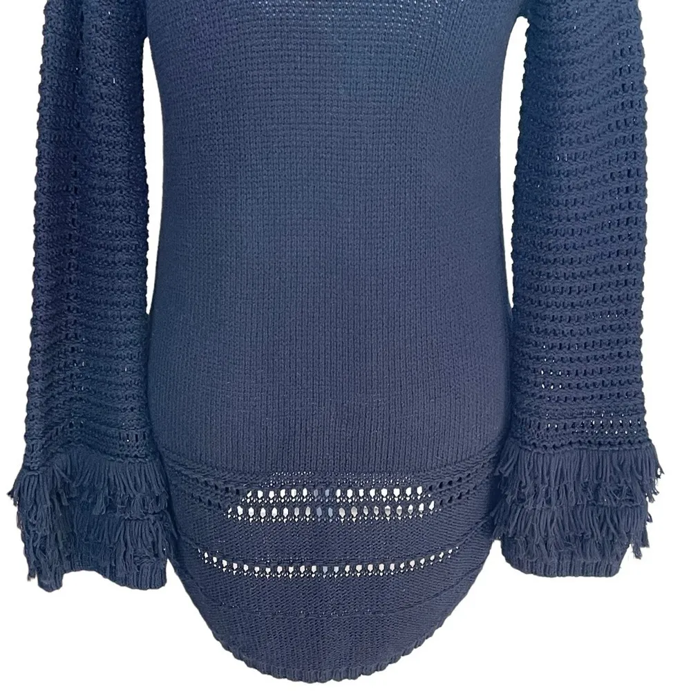 Chaser Women’s Bell Fringe Sleeves Open Front Cardigan Sweater Size S Cotton - Image 7