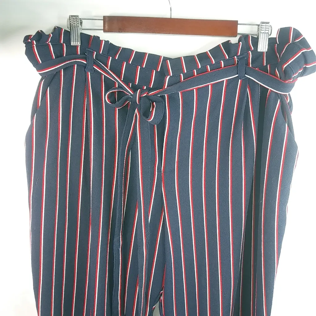 Almost Famous 3X Paper Bag Navy Maroon Striped Pants - Image 7