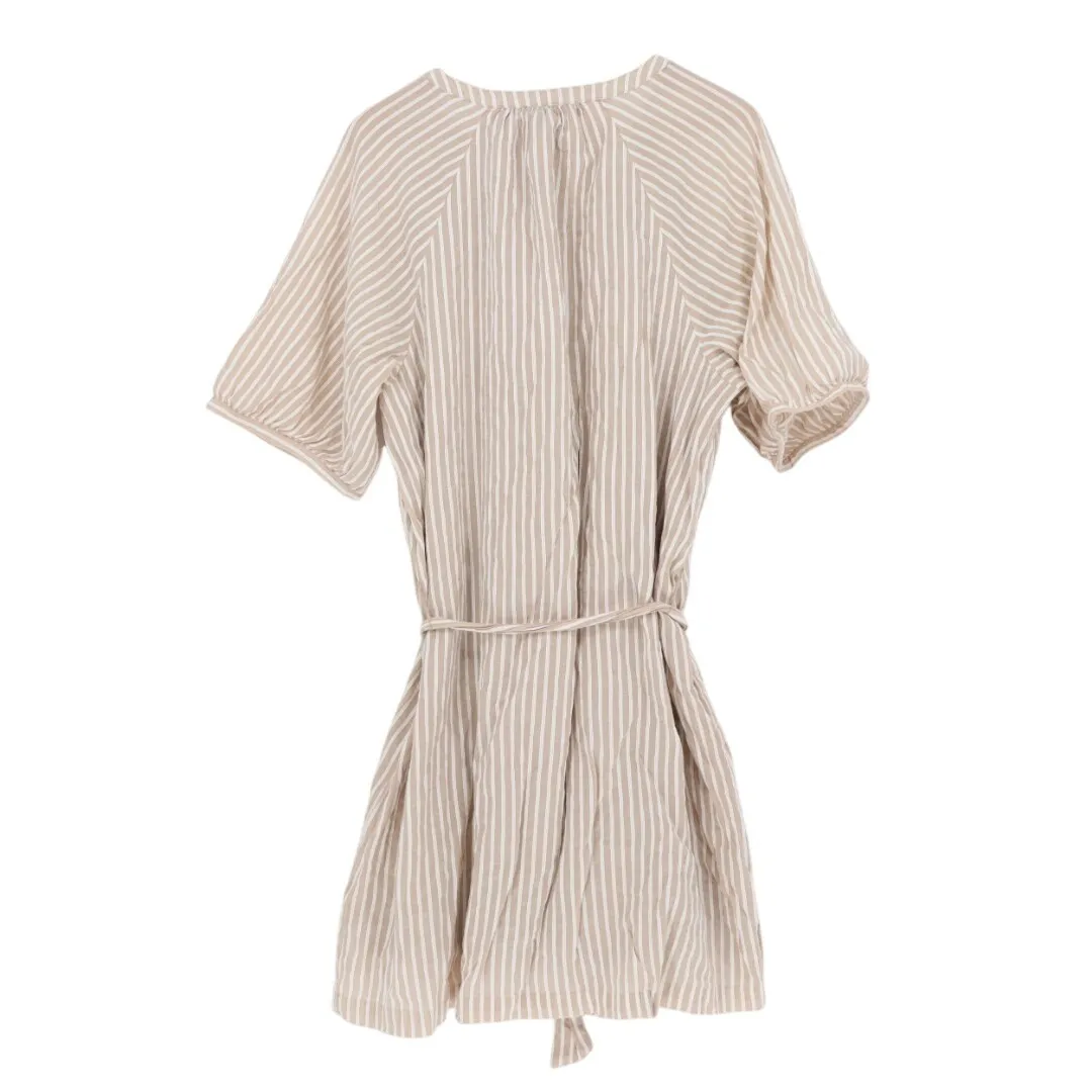 Ann Taylor Striped Linen Blend Shirt Dress Midi Belted XL - Image 5