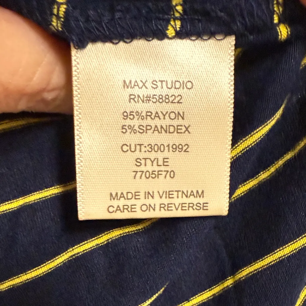 New Max Studio Navy and Yellow Striped Tank Top - Image 5