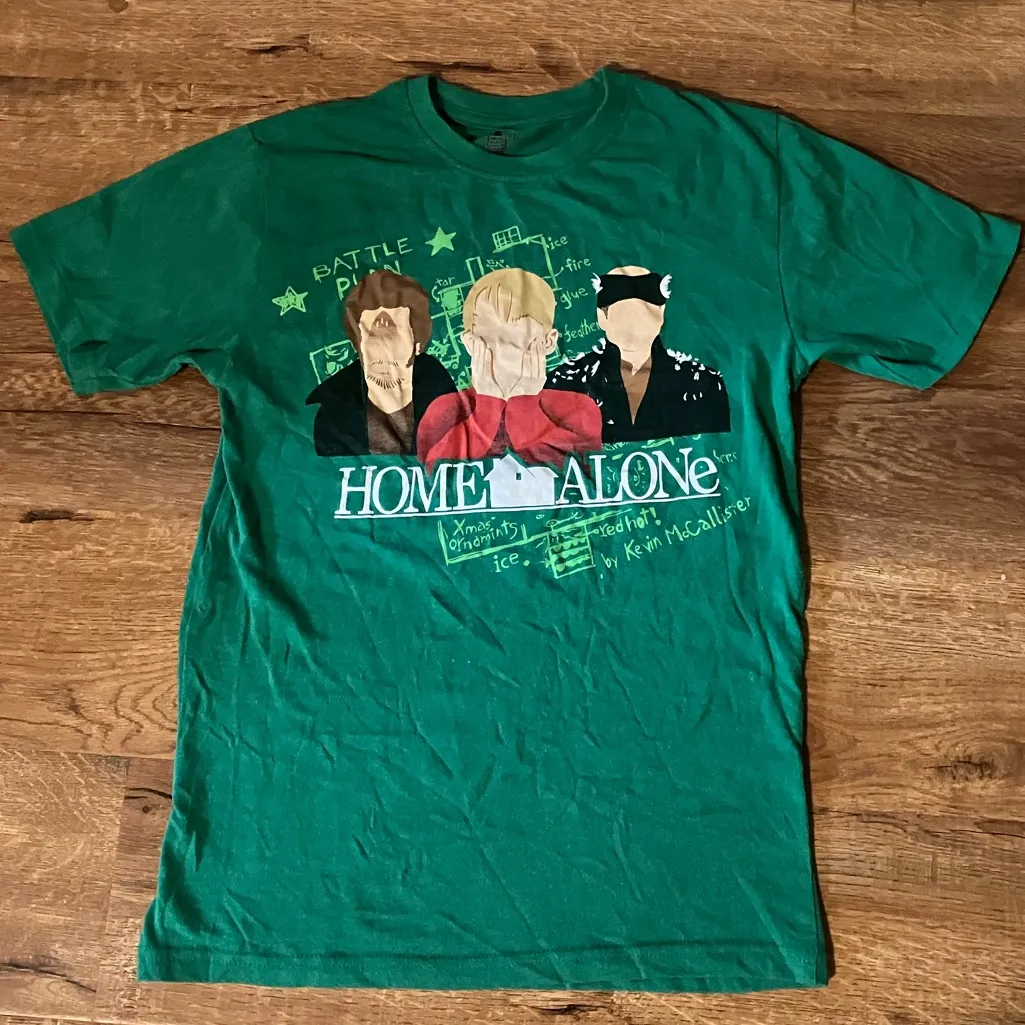 Home Alone Movie Shirt Adult Womens S Battle Plan Kevin McCallister Green - Image 2