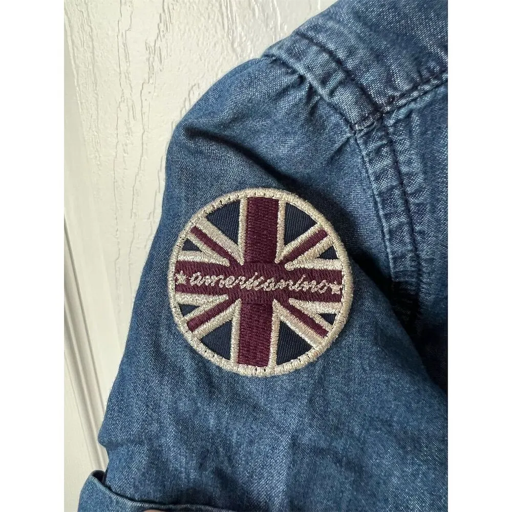 Americano Women's Short Sleeve Blue Denim Dress with Patches Size M Casu… Size M - Image 7