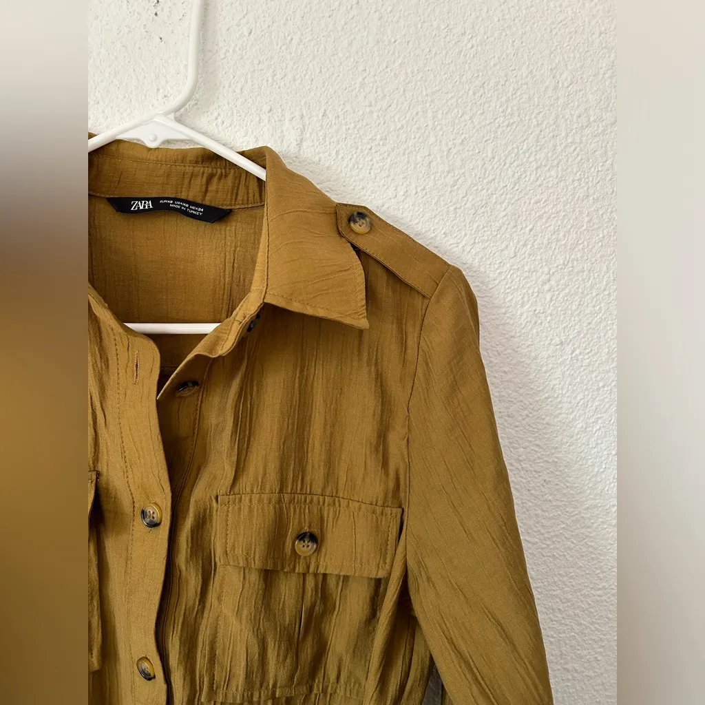Zara button down shirt dress sz XS - Image 10