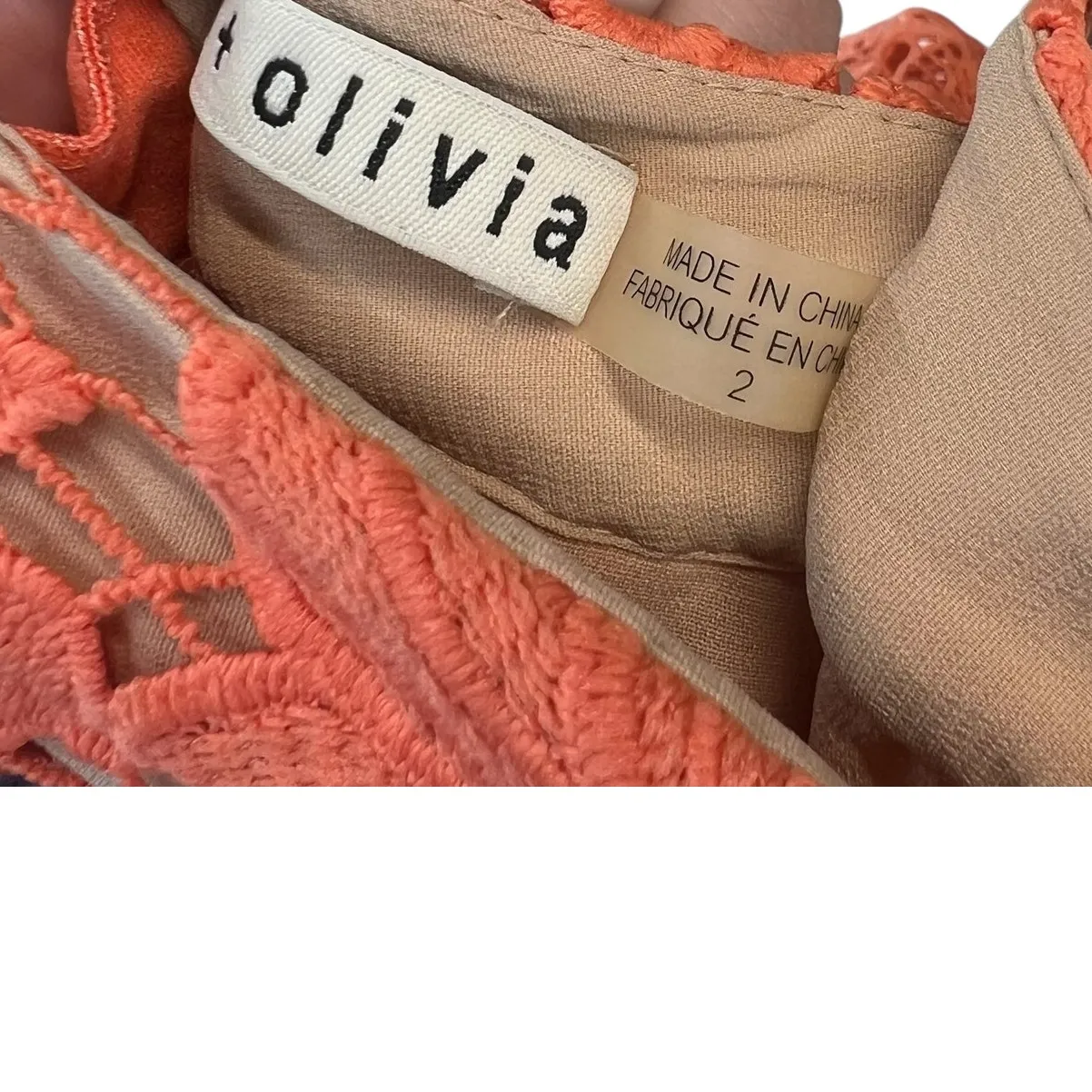 Alice + Olivia Farrell Lace Pencil Skirt‎ Straight Crochet Orange Tan Size 2 - Image 11