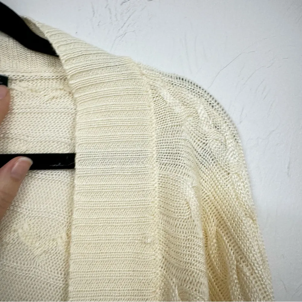 Lauren Ralph Lauren Cream Cable Knit Cardigan Sweater Womens M Duster Preppy Size M - Image 3