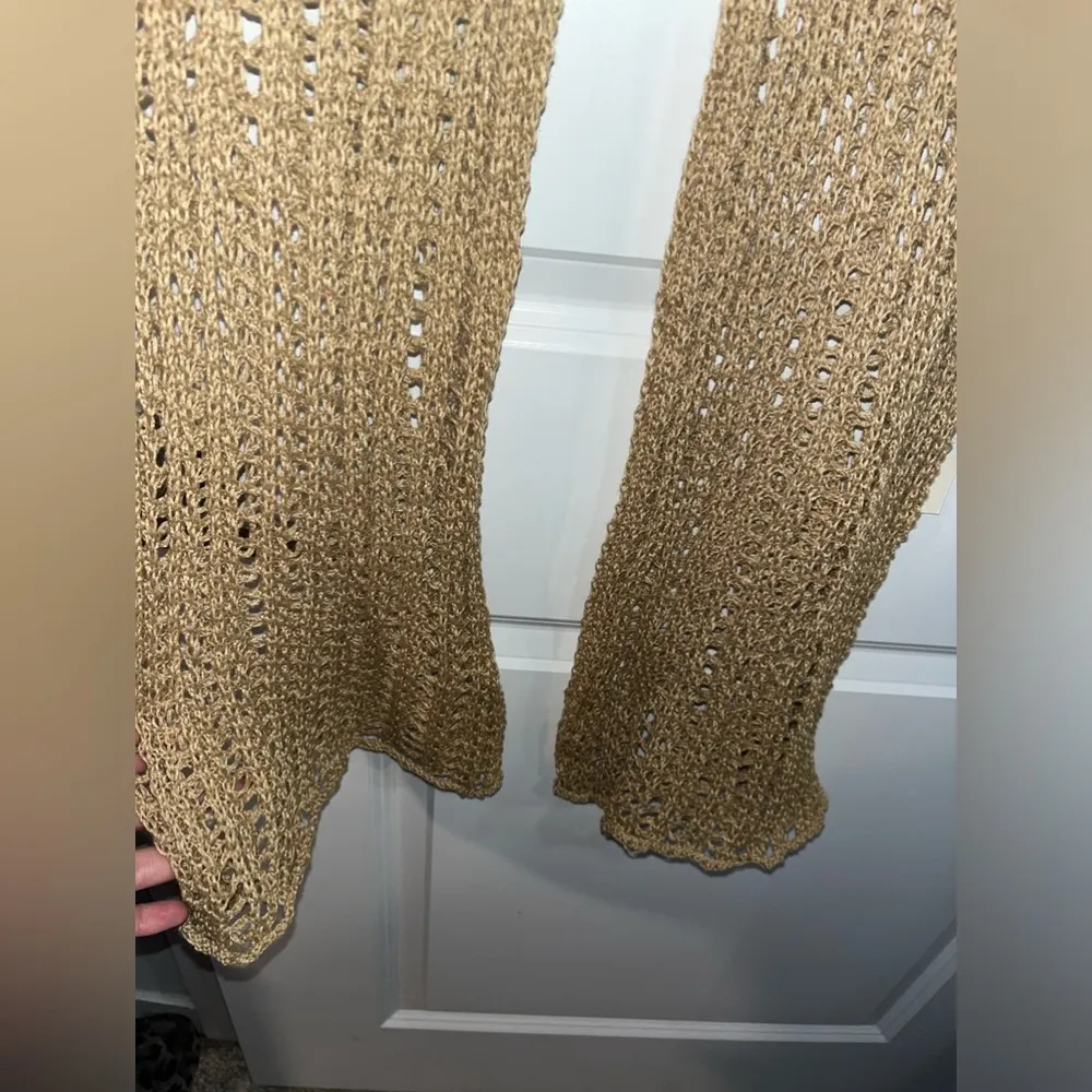 Odiva NWT Crochet Pullover Swimwear Cover Up Pants Size Large in Caramel Brown - Image 11