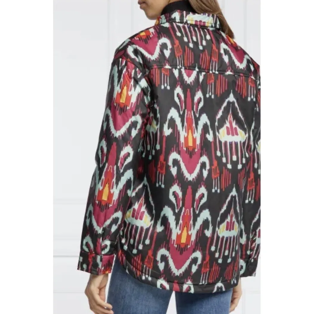 DESIGUAL Padded Print Overshirt Jacket In Black Size Small Art To Wear - Image 3