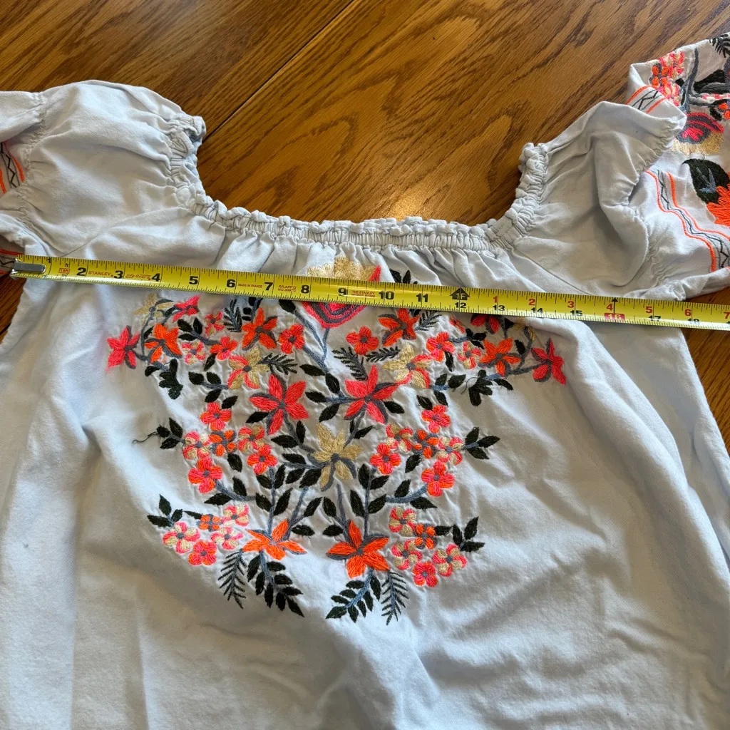 Free People Women's Light Blue Fleur Du Jour Embroidered Mini Dress Size M - Image 8