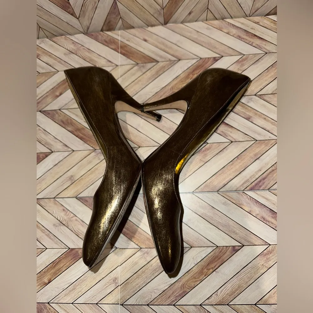Antonio Melani Shoes Gold Black Shimmery Leather Heels Pumps Size 9 - Image 6