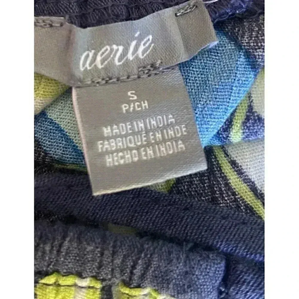 Aerie Gauzy Cotton Floral Tassel Swim Cover Dress Size S Blue Green Boho‎ Beach - Image 11