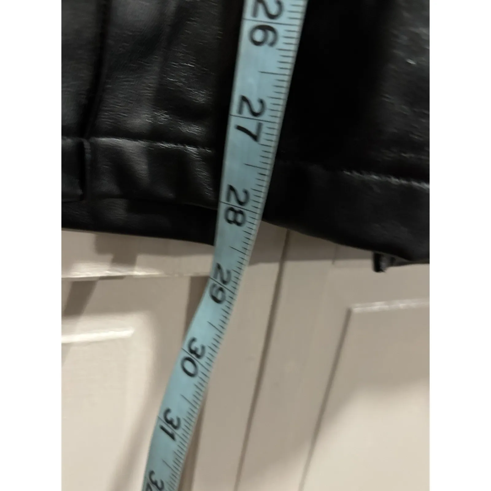 Bold Elements Black Faux Leather Pencil Skirt Size M Lined NWT Pull On Slit - Image 2