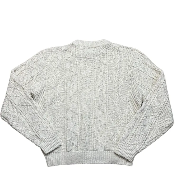 80s Vintage Lahmar chunky cable Knit Cream Crewneck Sweater Large - Image 2