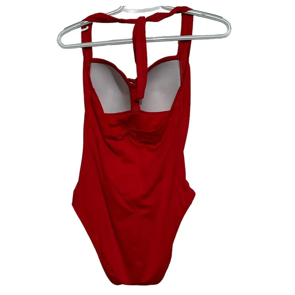 Liz Claiborne Women's Red One Piece‎ Swimwear Ties Around the Neck Size 8 - Image 2