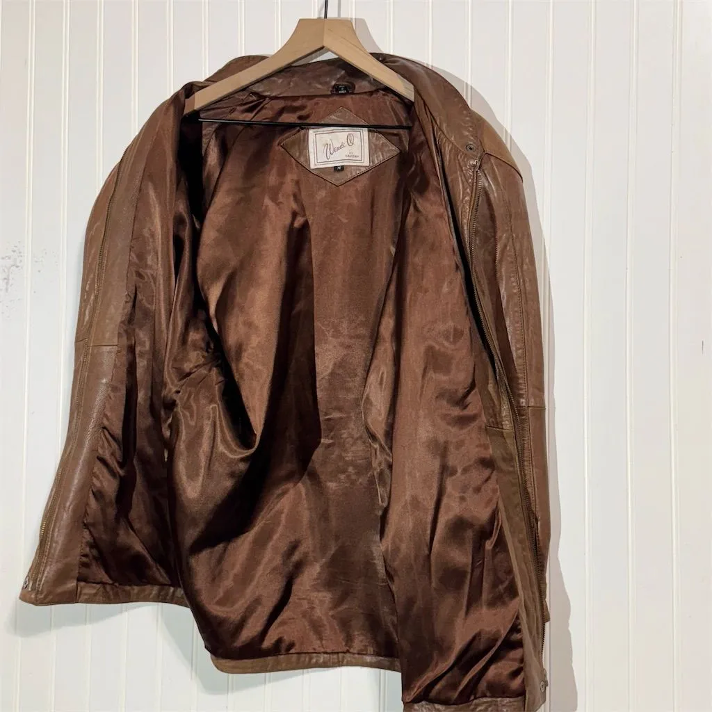 Vintage Wendi Q by Saxony Leather Jacket Brown Oversized 80s 90s Korea Women’s M Size M - Image 9