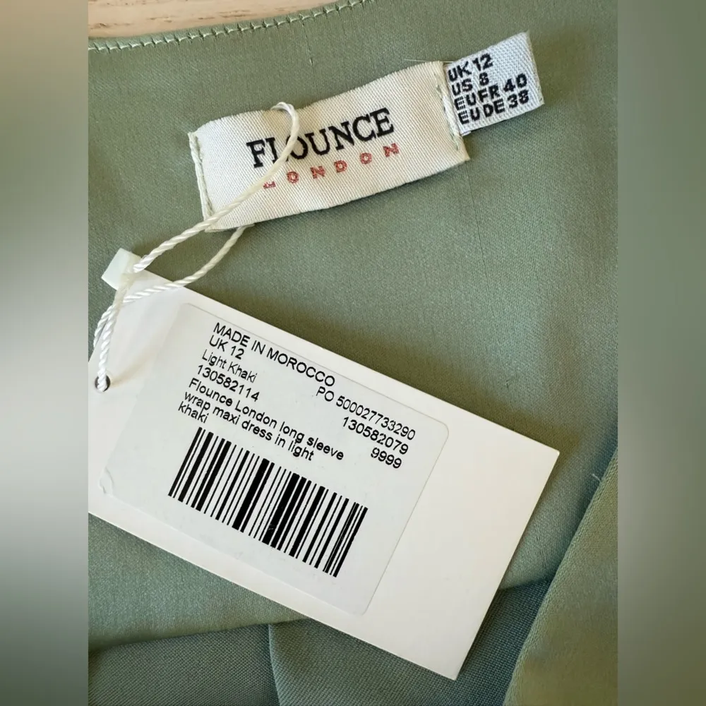 Flounce London long sleeve wrap maxi dress light Sage Green Dress size 8 NwT - Image 8
